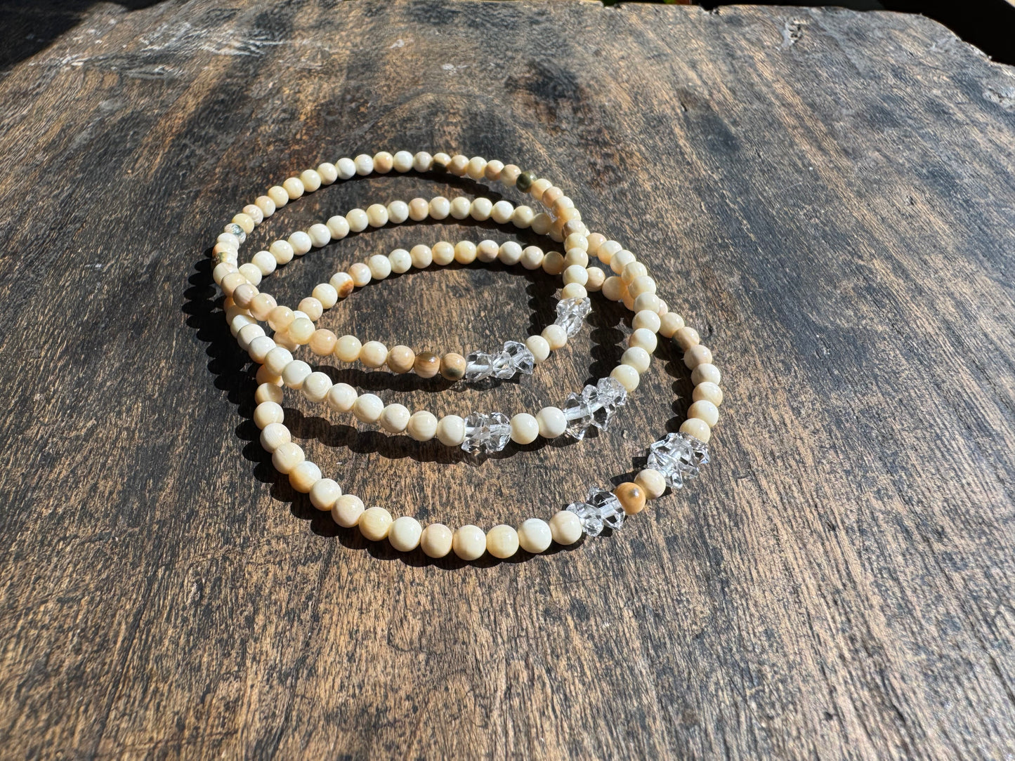 Herkimer Diamond Mammoth Ivory Bracelet