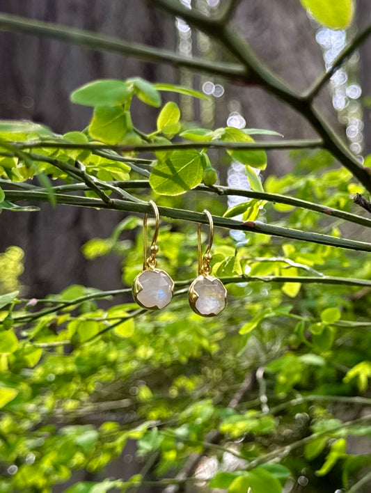 18kt Gold Vermeil Rainbow Moonstone Earrings