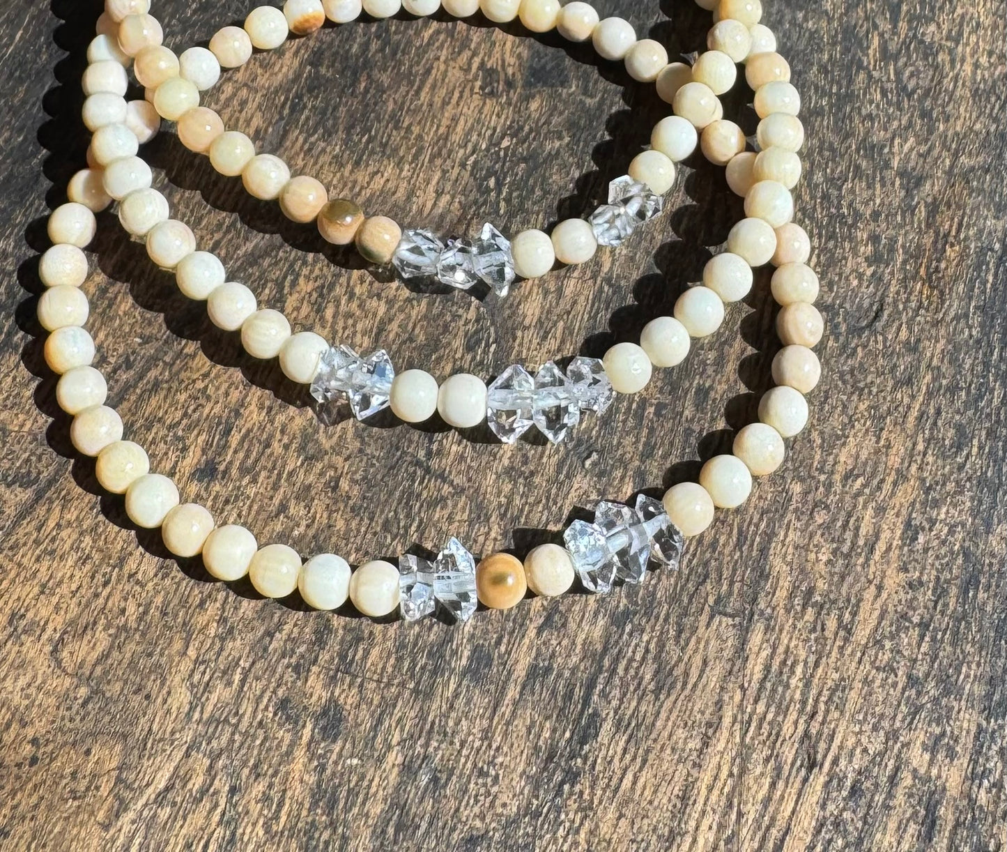 Herkimer Diamond Mammoth Ivory Bracelet