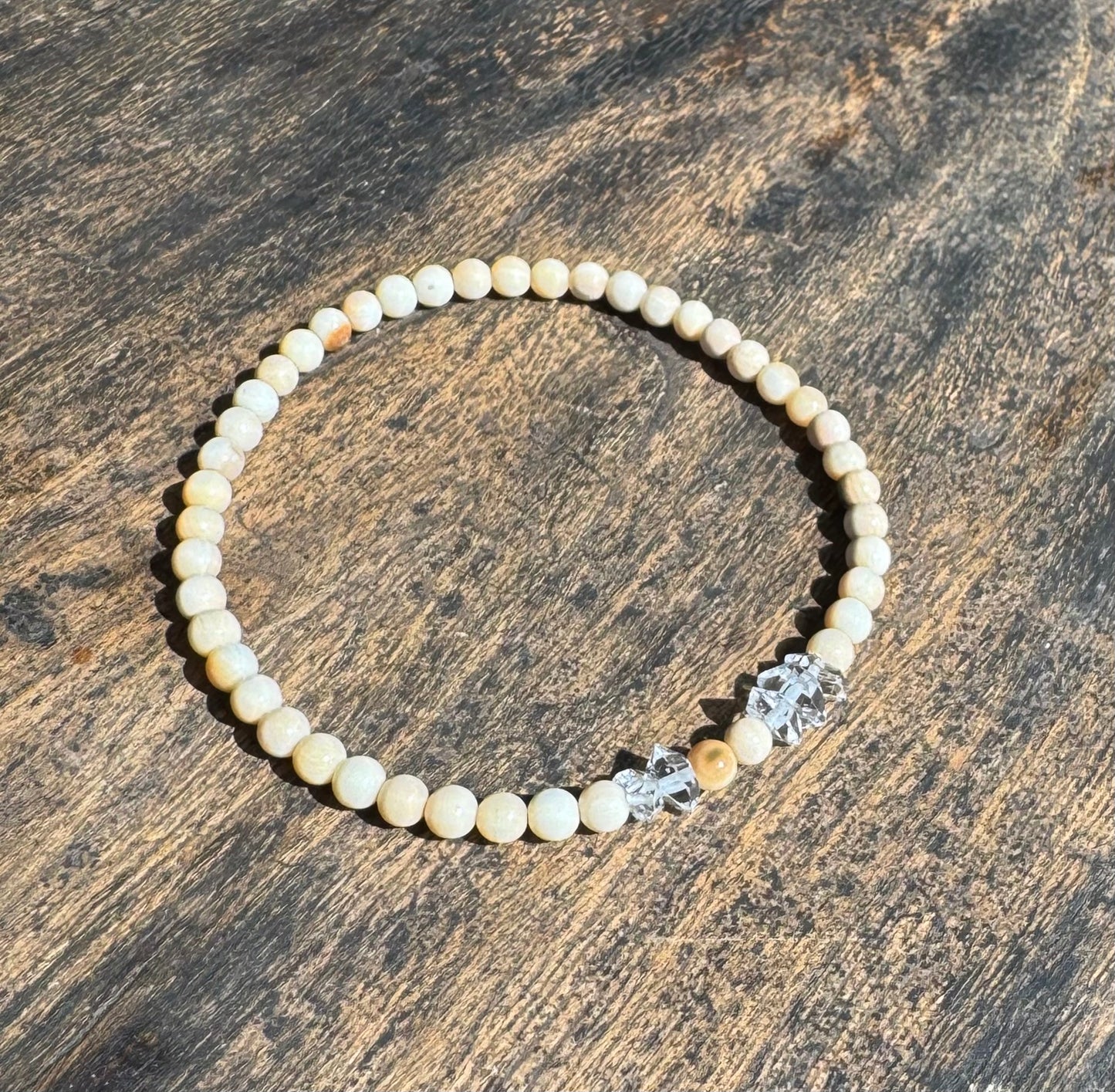 Herkimer Diamond Mammoth Ivory Bracelet