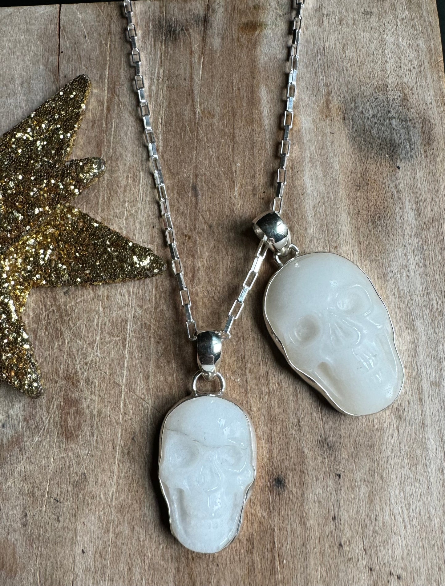White Quartz Crystal Skull Pendant