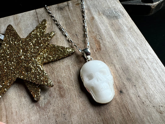 White Quartz Crystal Skull Pendant