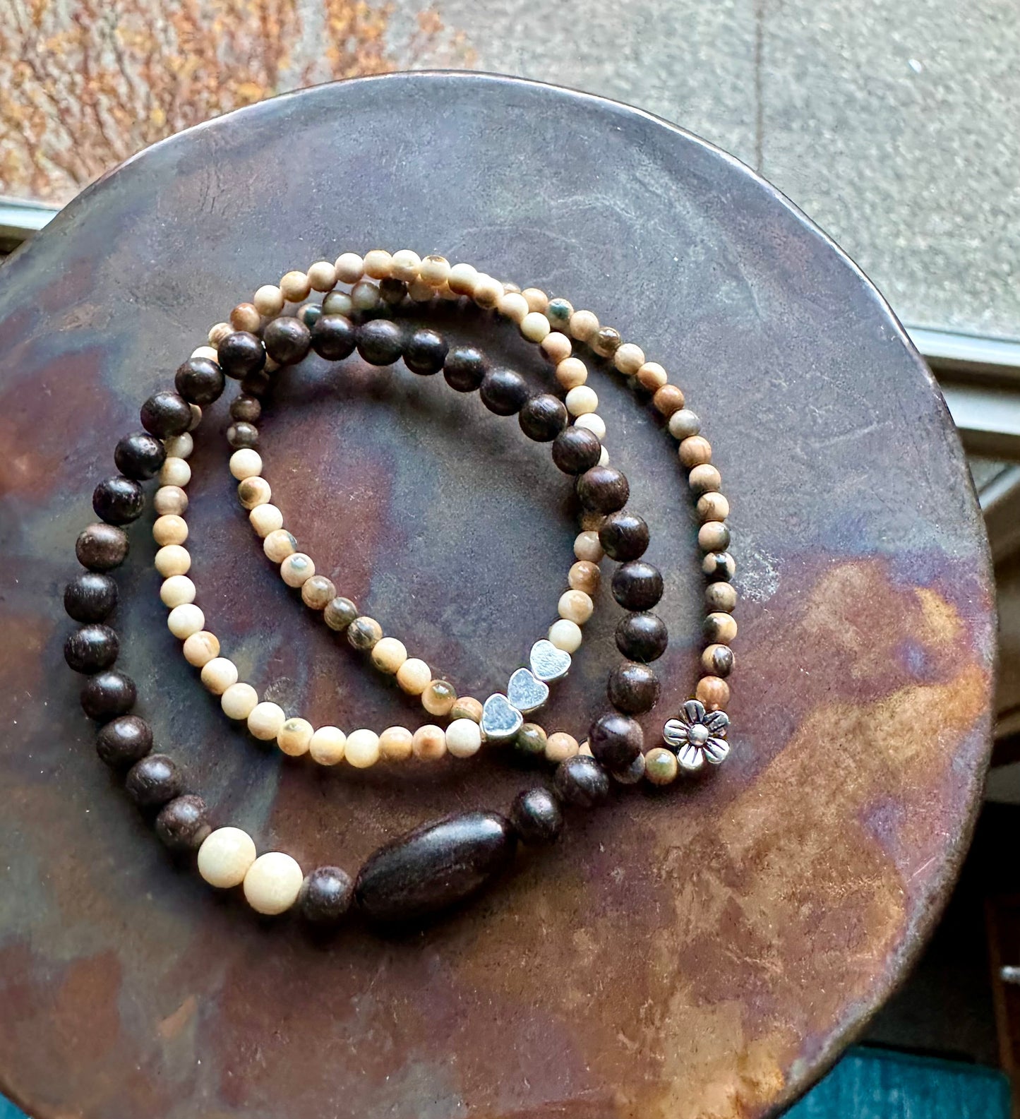 Mini Triple Hearts Mammoth Ivory Bracelet