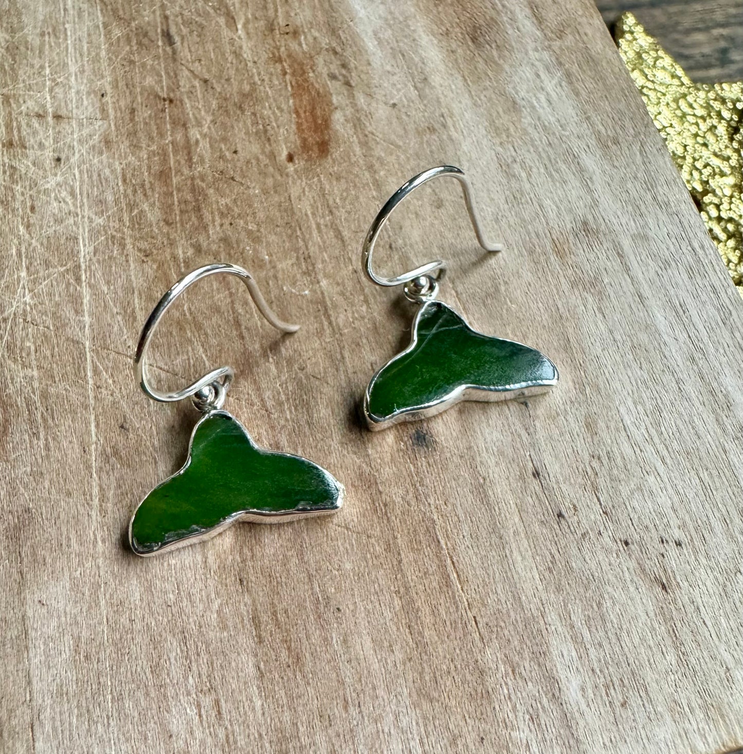 Jade Whale Tail Earrings and Pendant