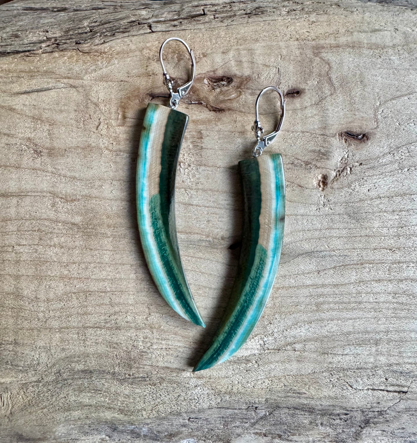 Colorful Mammoth Tusk Lever Back Earrings