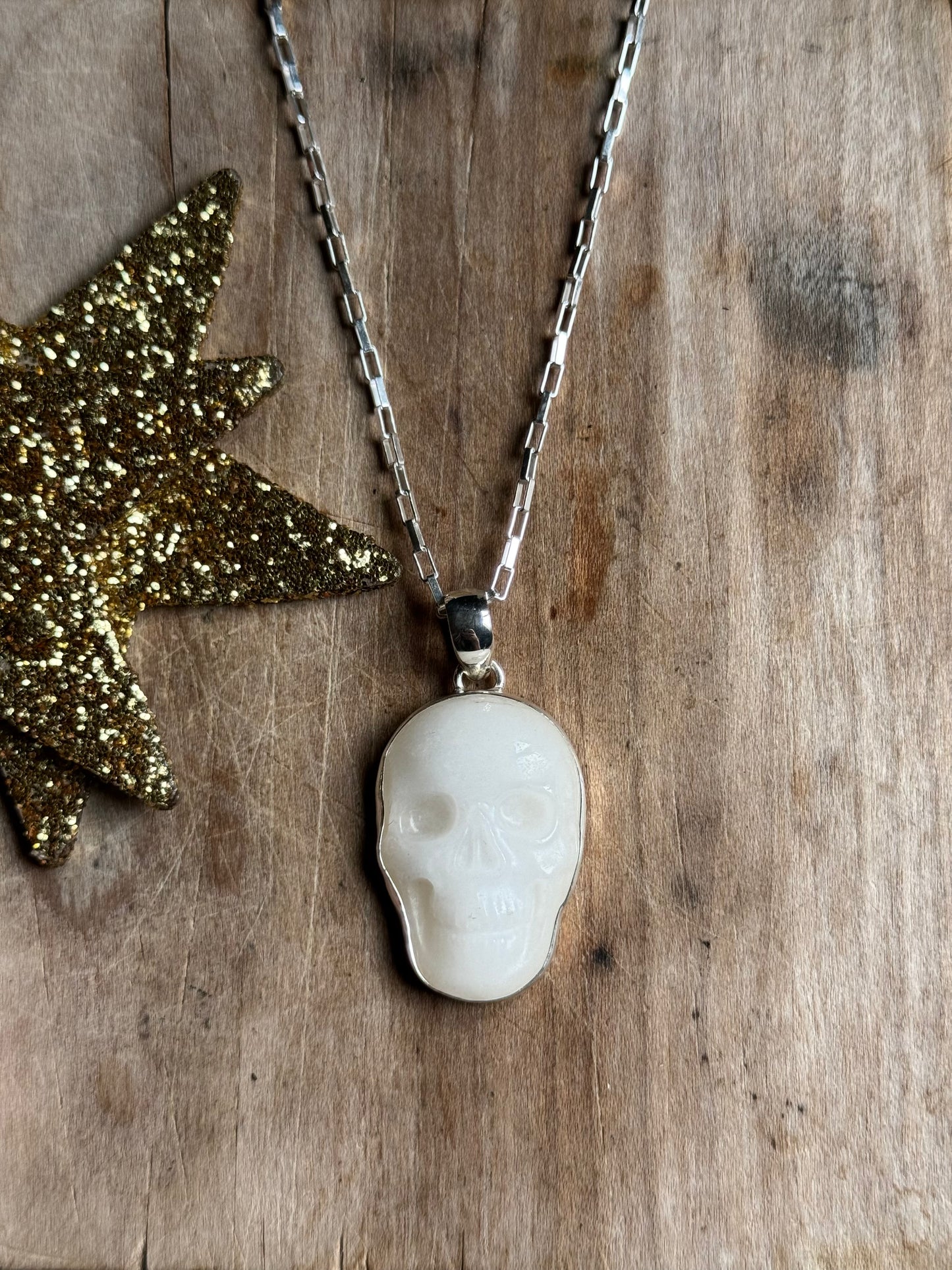 White Quartz Crystal Skull Pendant
