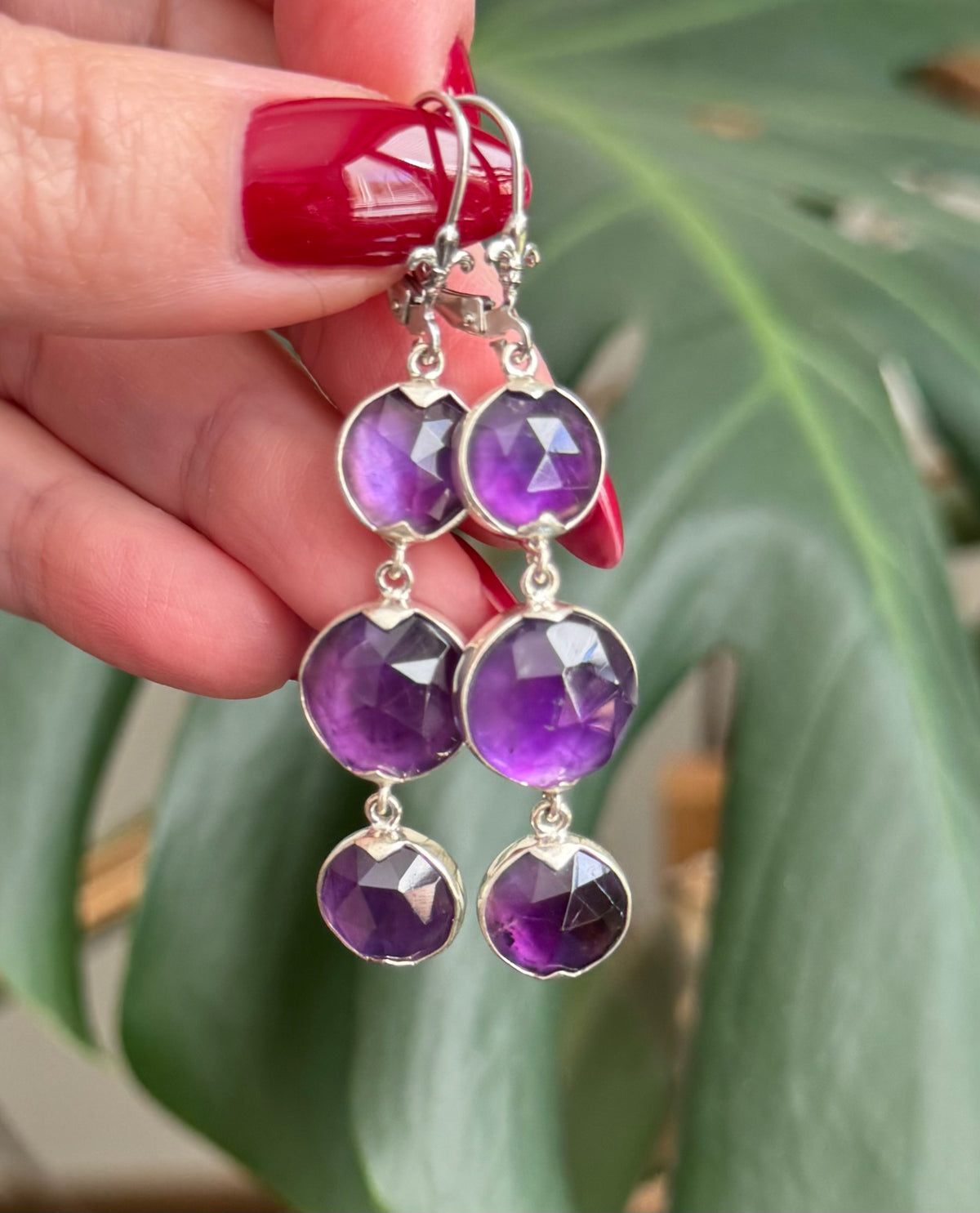 Rose Cut Faceted Stone Earrings
