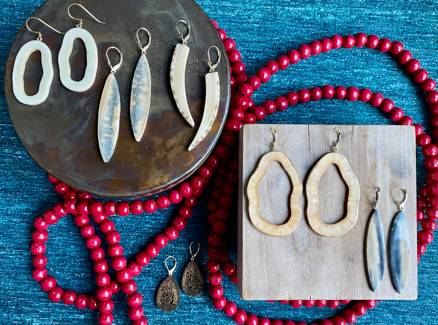 Mammoth Tusk + 14kt Gold Earrings
