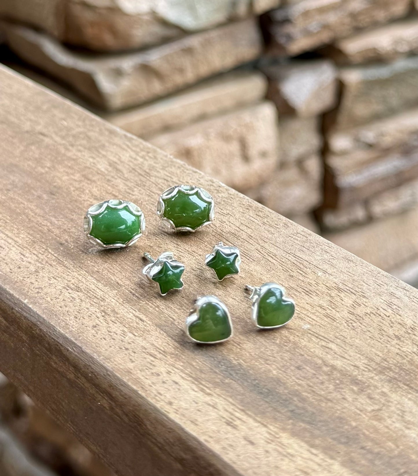 Tiny Jade Star Earrings