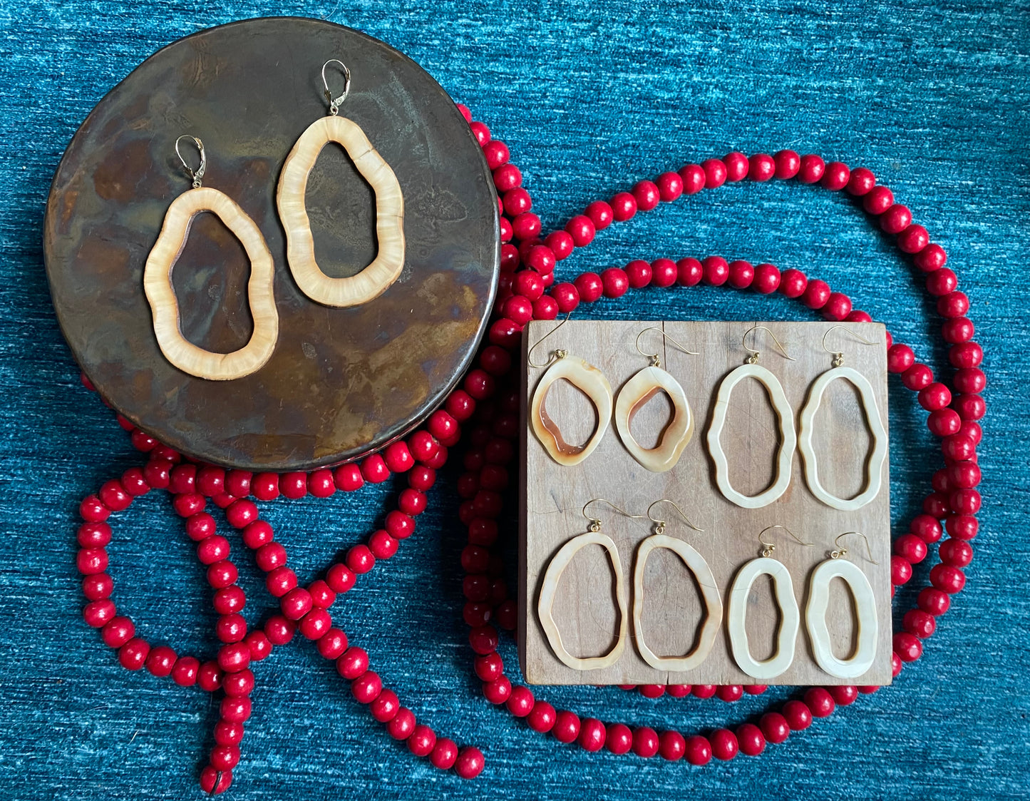 Open Shape Fossil Walrus Earrings