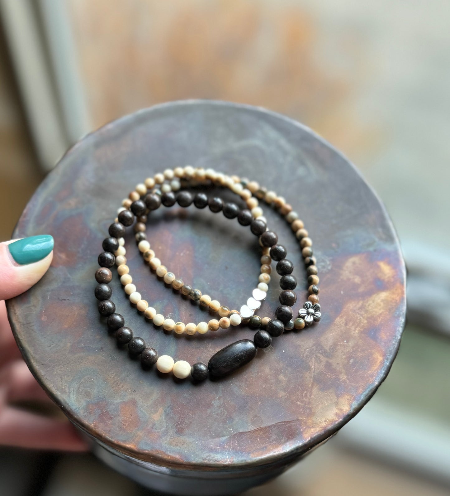 Mini Vintage Ebony Oval + Mammoth Bracelet