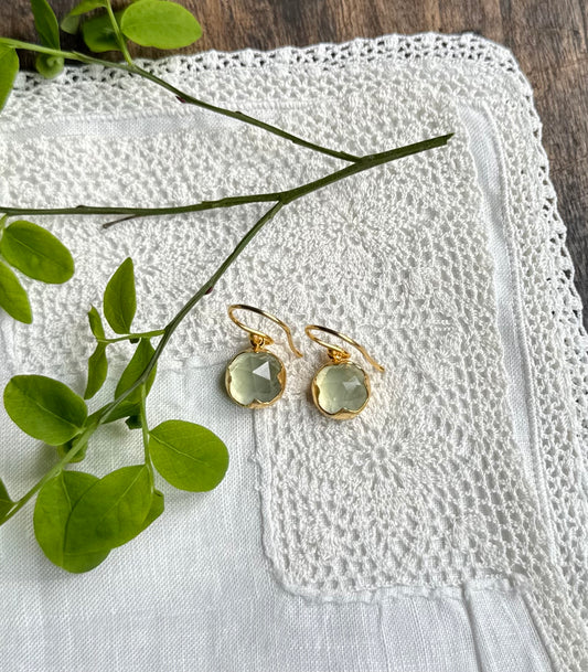 18kt Gold Vermeil Prehnite Earrings