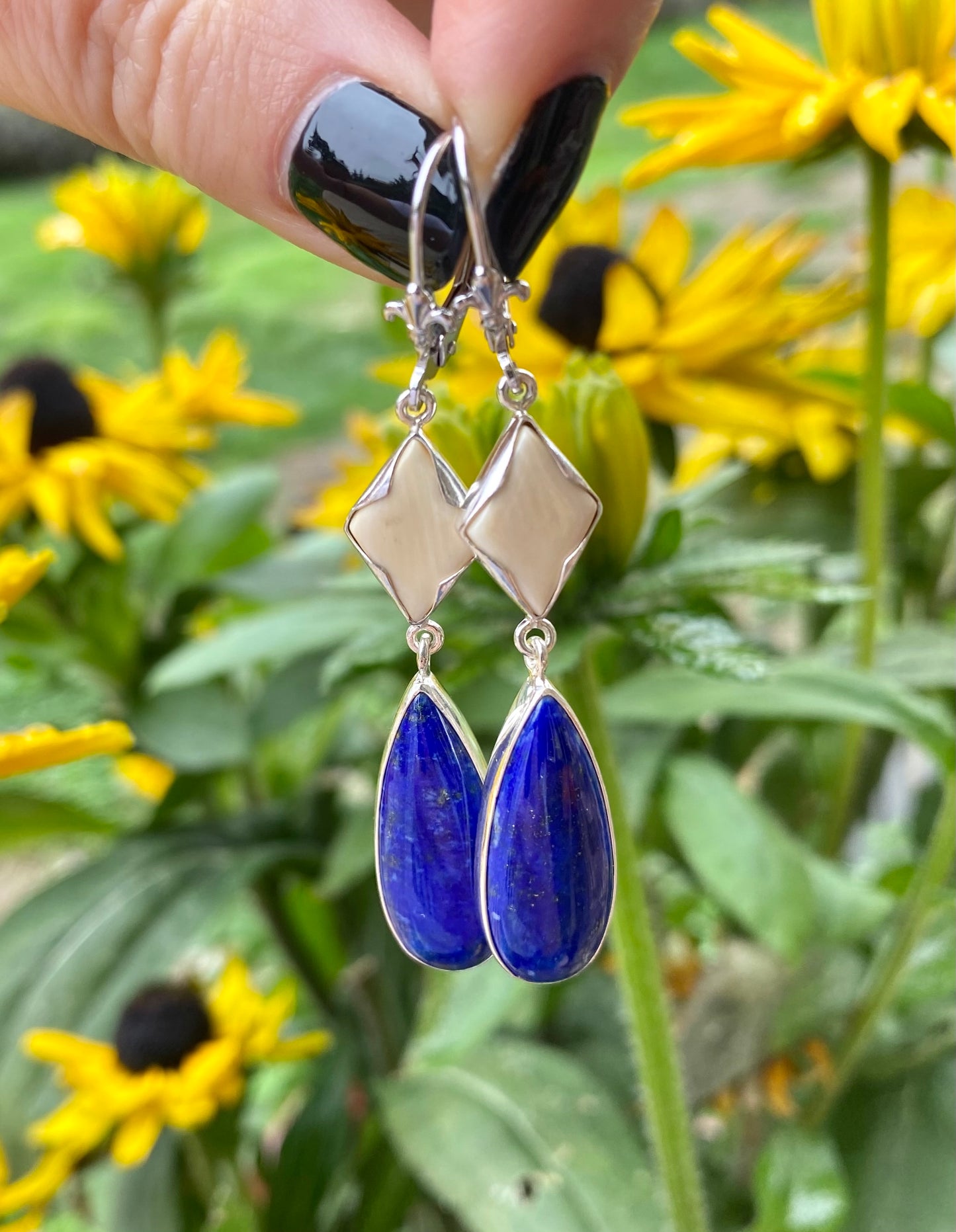 Lapis Drop + Mammoth Diamond Earrings