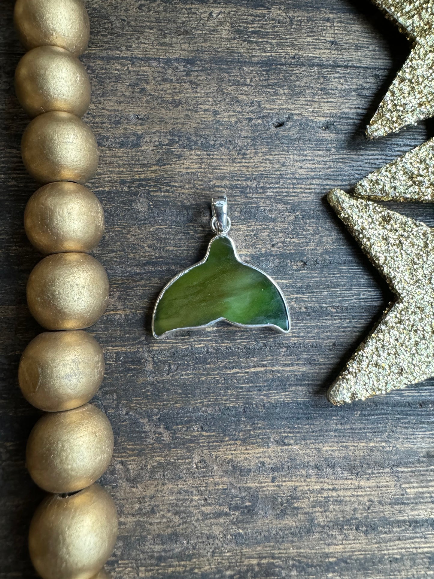 Jade Whale Tail Earrings and Pendant