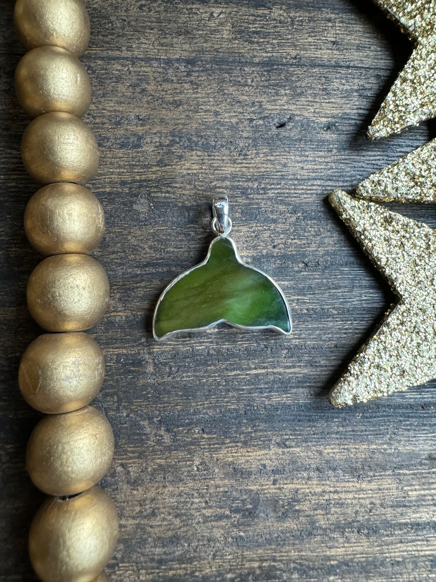 Jade Whale Tail Earrings and Pendant