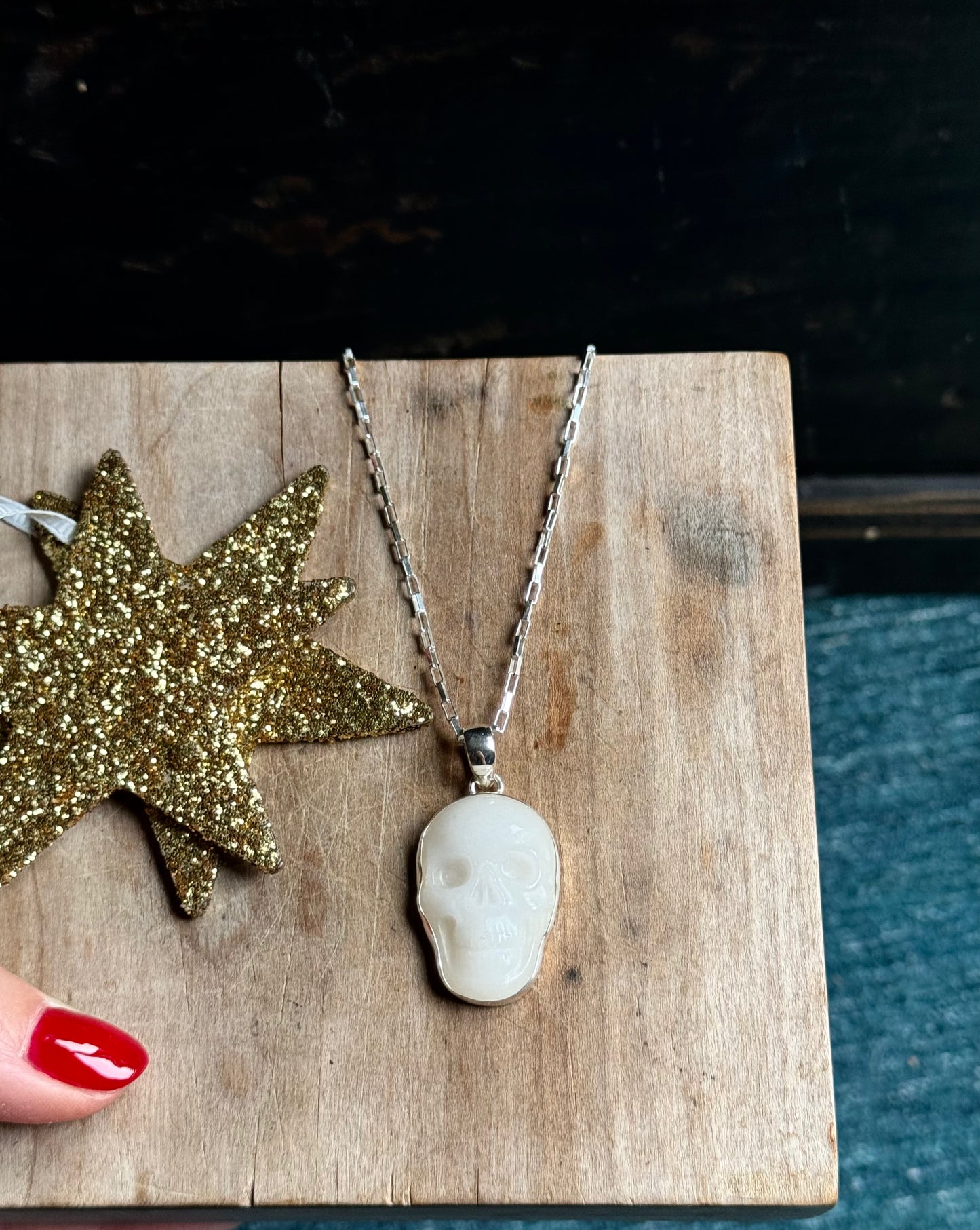 White Quartz Crystal Skull Pendant