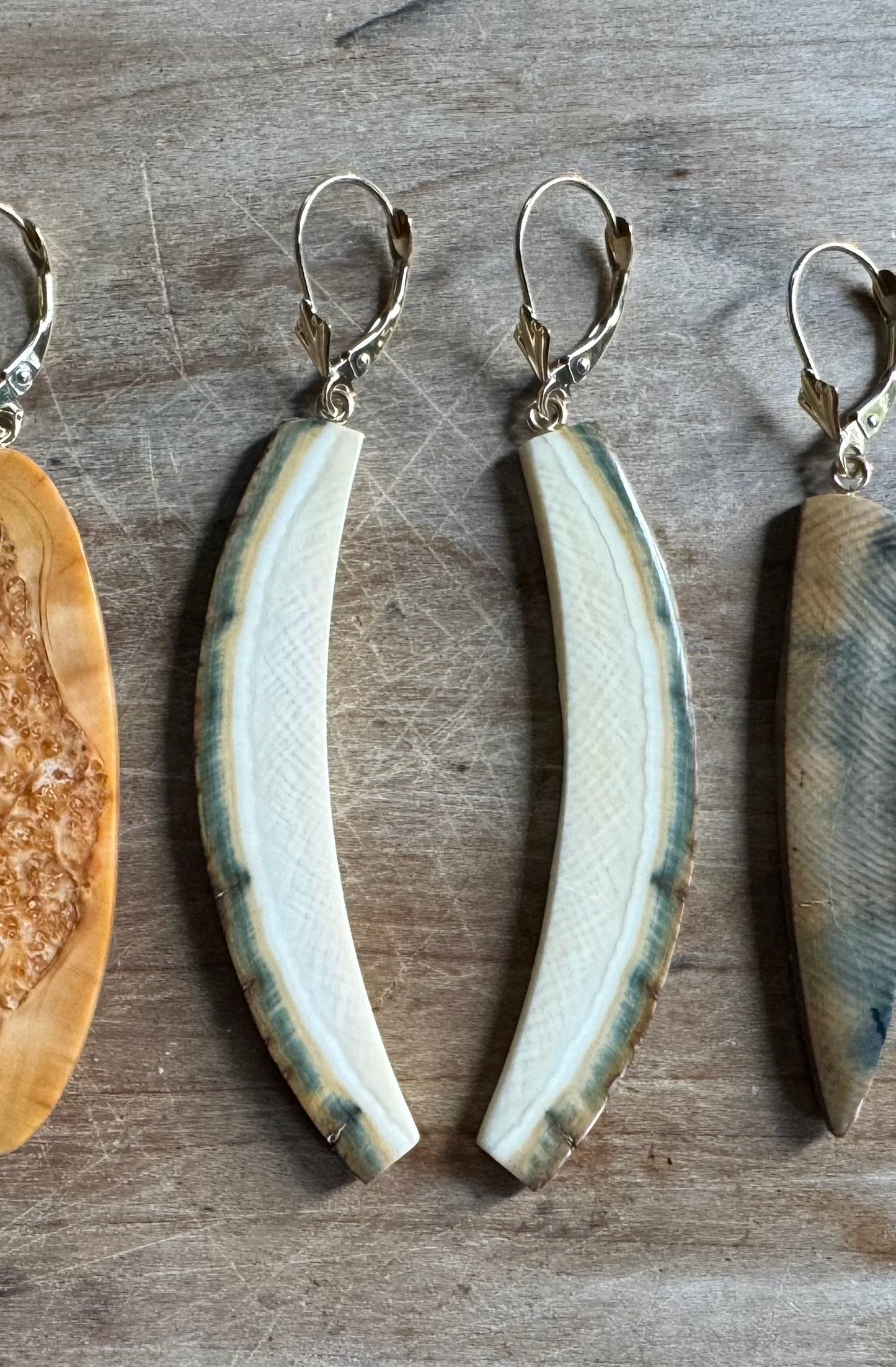 Rare Blue Mammoth Spike + 14kt Gold Earrings