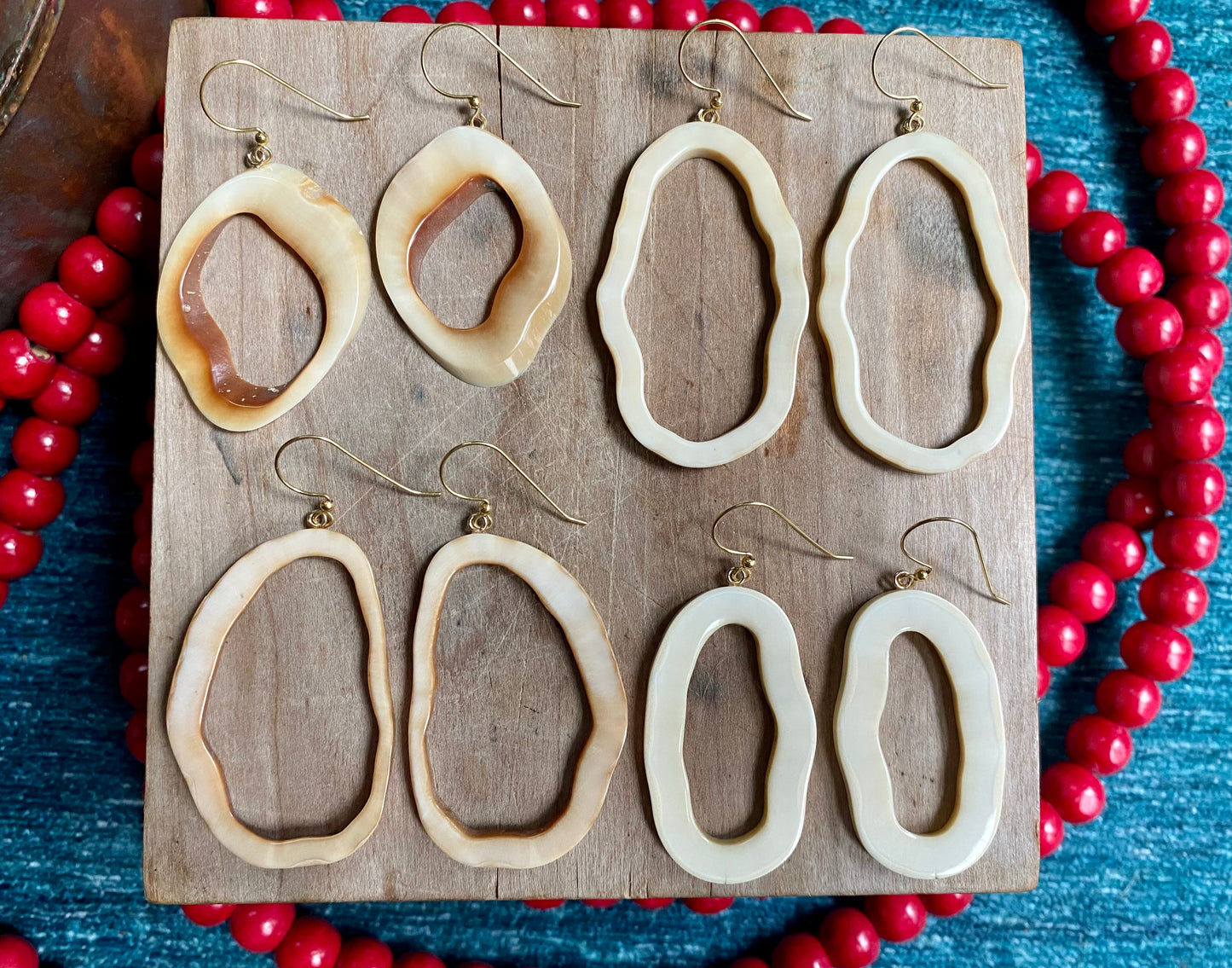 Open Shape Fossil Walrus Earrings