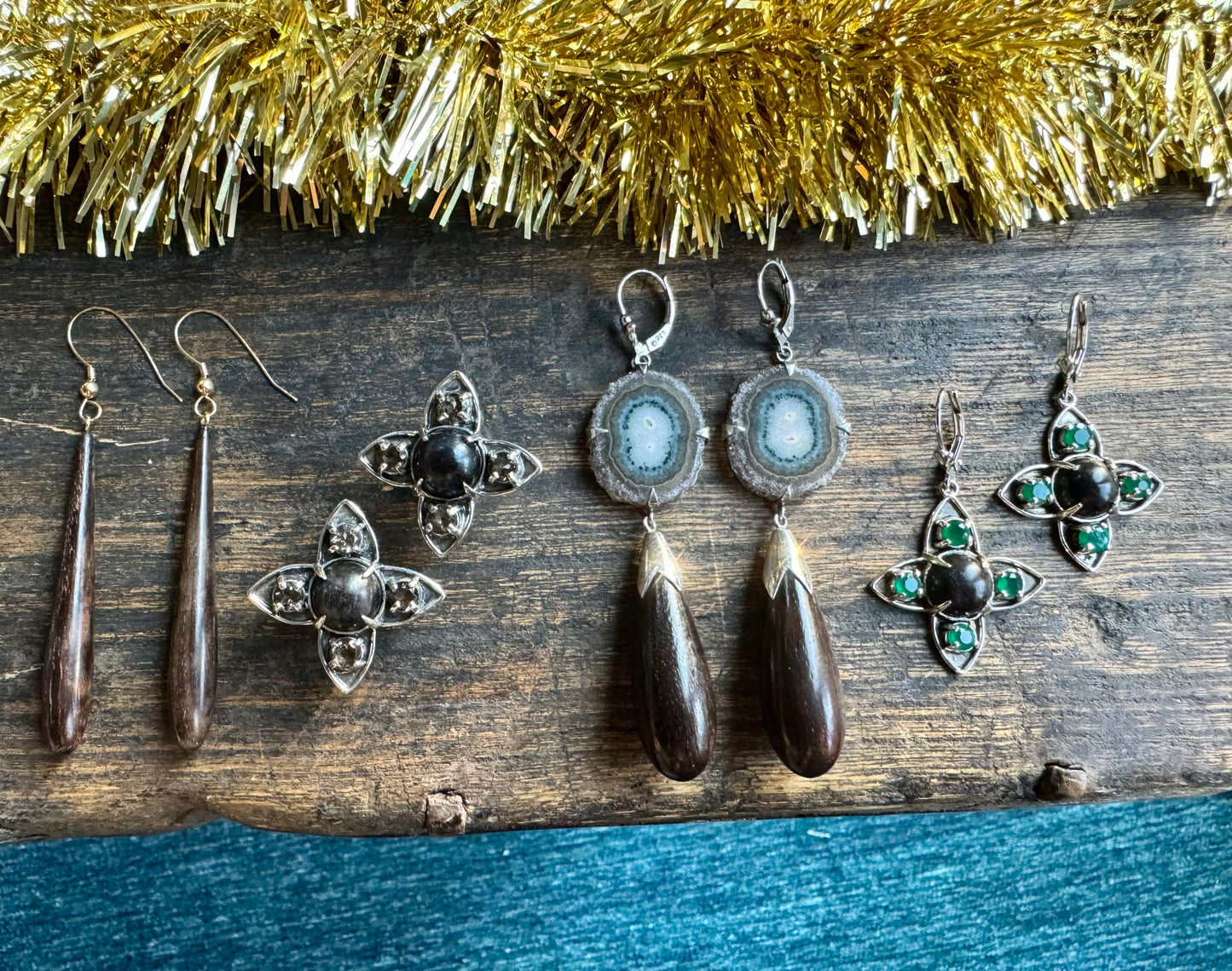 Smoky Quartz Clover Earrings