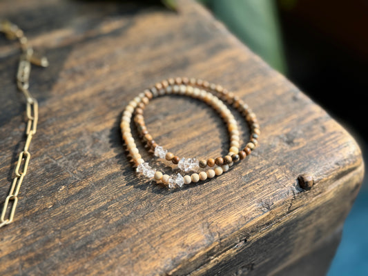 Herkimer Diamond Mammoth Ivory Bracelet