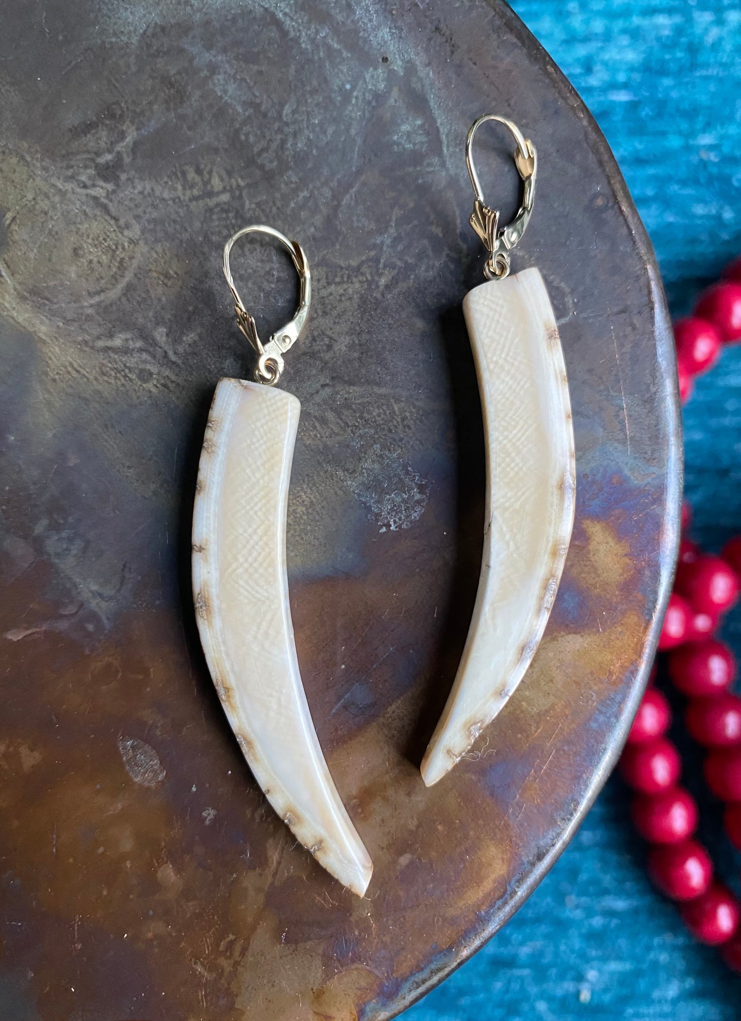 Mammoth Tusk + 14kt Gold Earrings