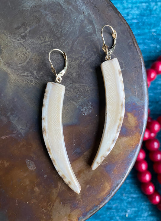 Mammoth Tusk + 14kt Gold Earrings