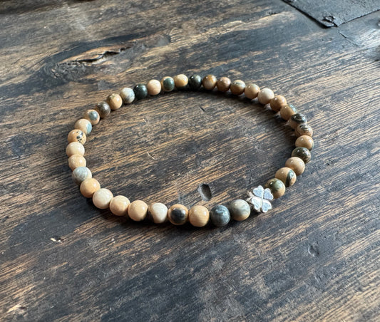 Rare Blue 5mm Mammoth Ivory Clover Bracelet