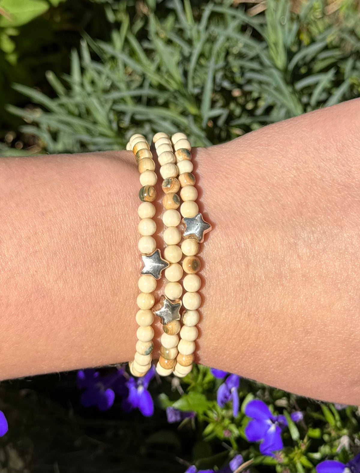 Rare Blue Mammoth Ivory Puffed Star Bracelet