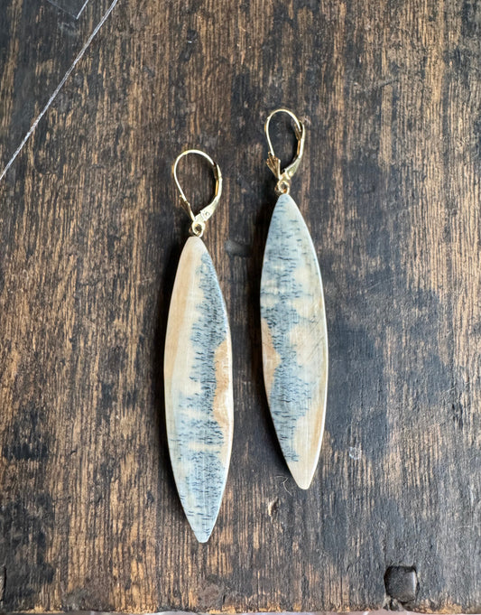 Rare Blue Accent Mammoth Long Oval Earrings
