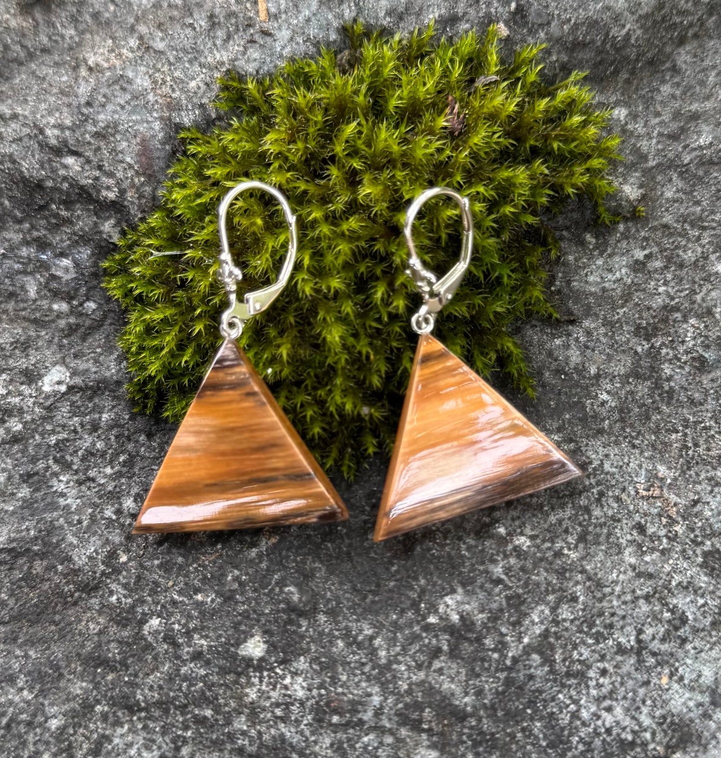 Mammoth Ivory + Sterling Silver Triangle Earrings
