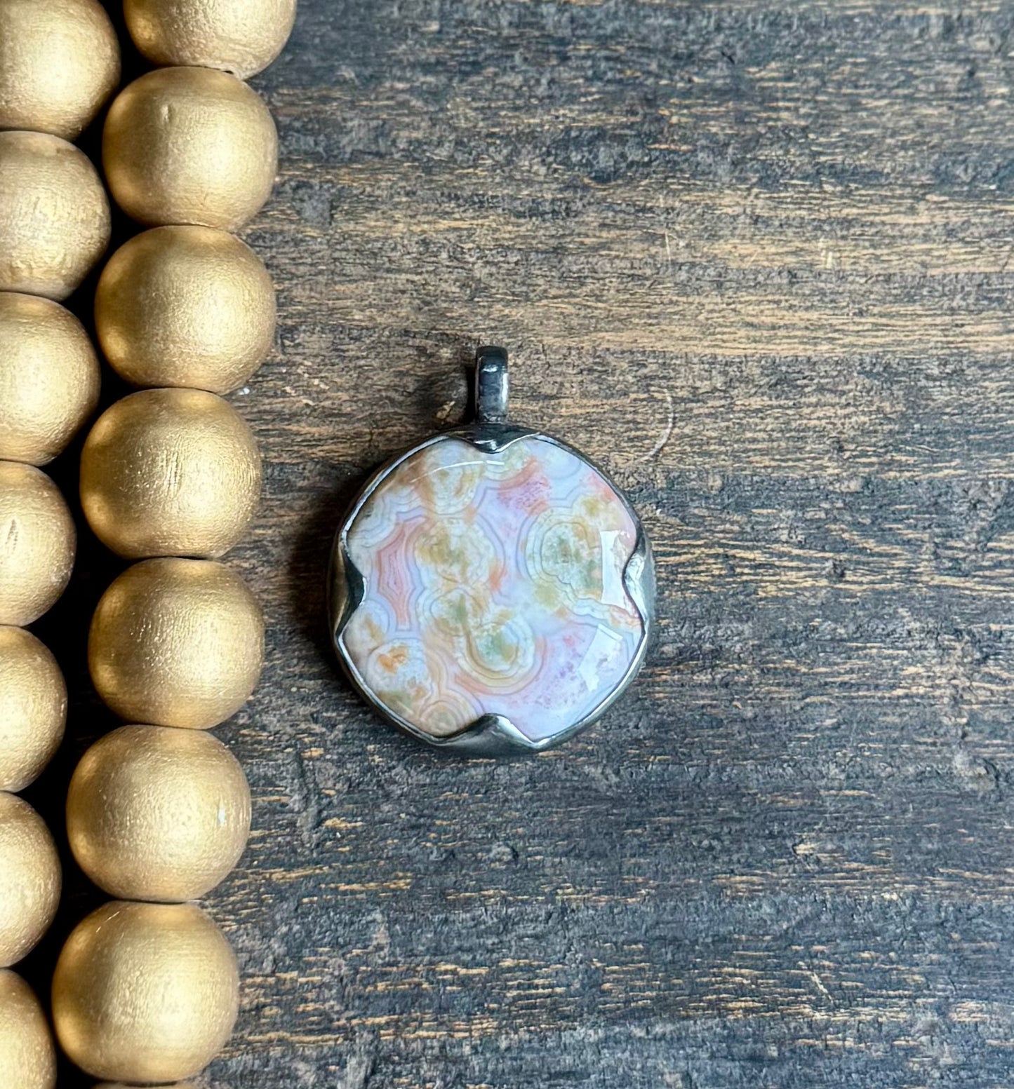 Ocean Jasper Round Spike Pendant