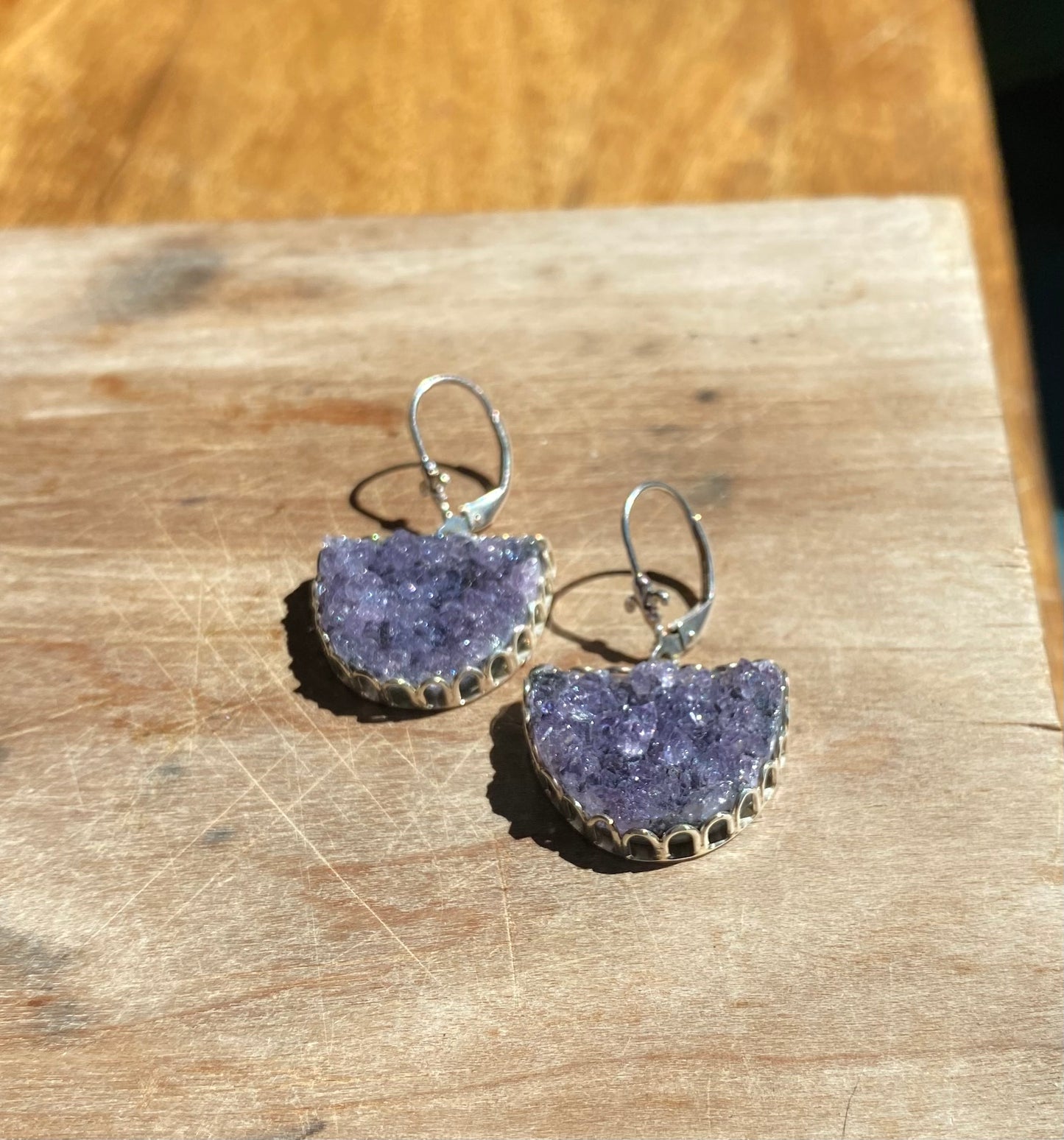 Druzy Half Moon Earrings