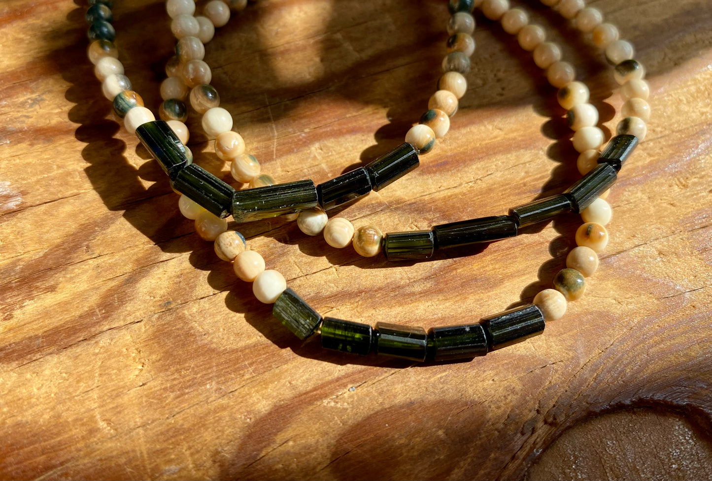 Tourmaline + Mammoth Tusk Bracelet