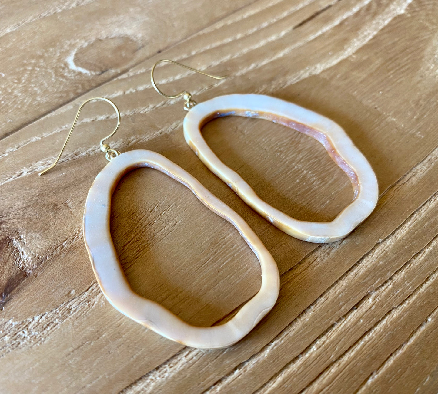 Open Shape Fossil Walrus Earrings