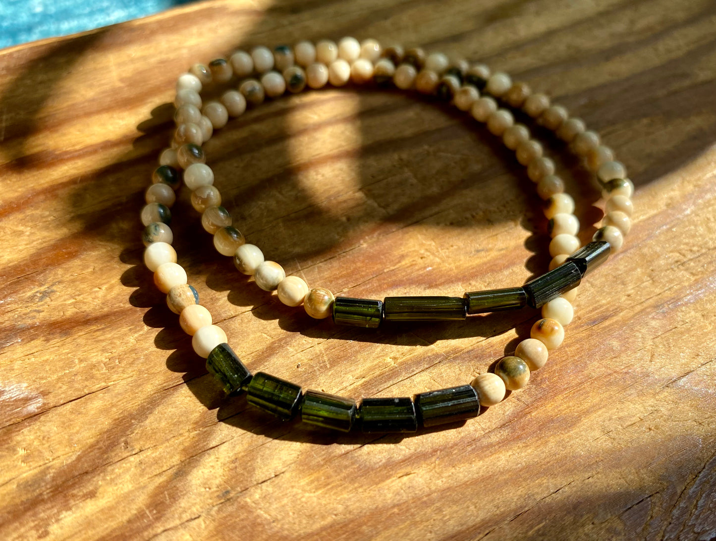 Tourmaline + Mammoth Tusk Bracelet