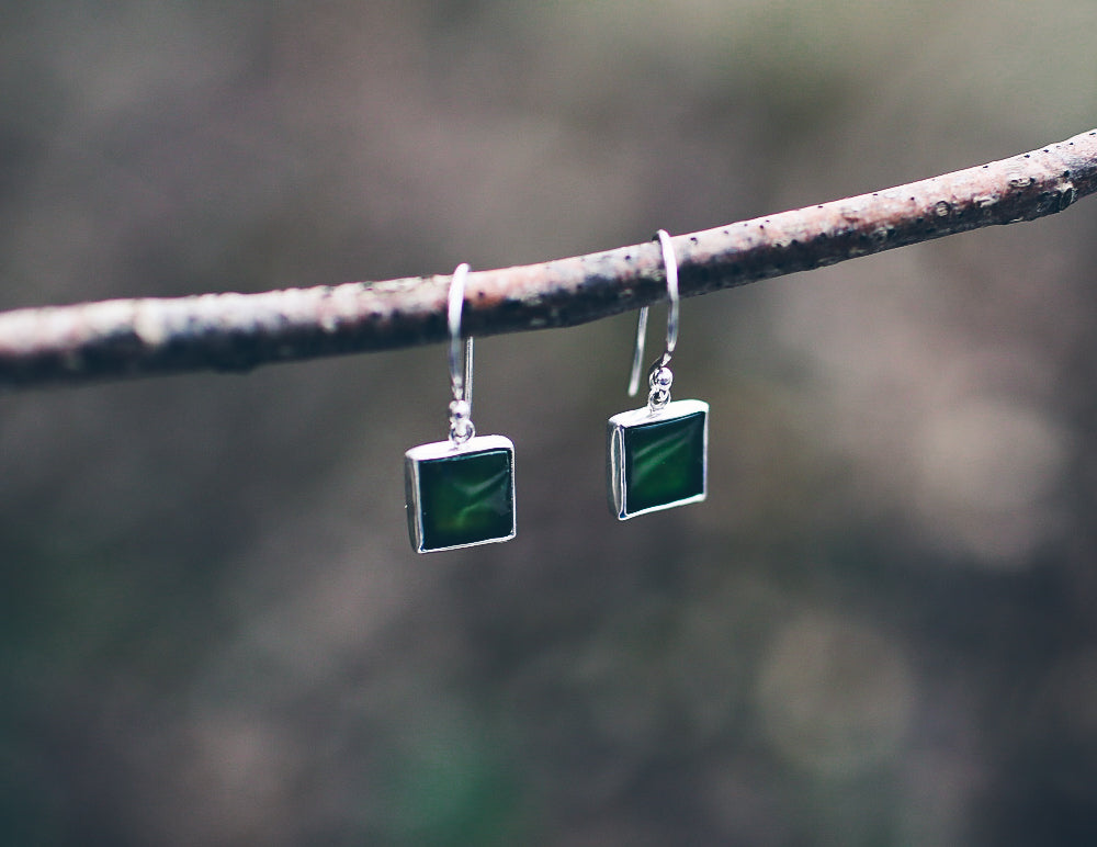 Jade Square Earrings