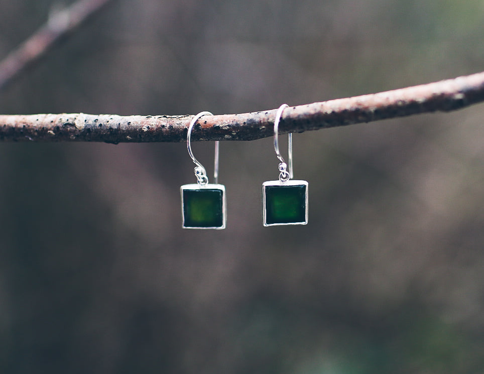 Jade Square Earrings