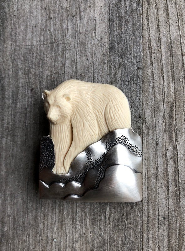 Bear on Snowy Hills Pin/ Pendant