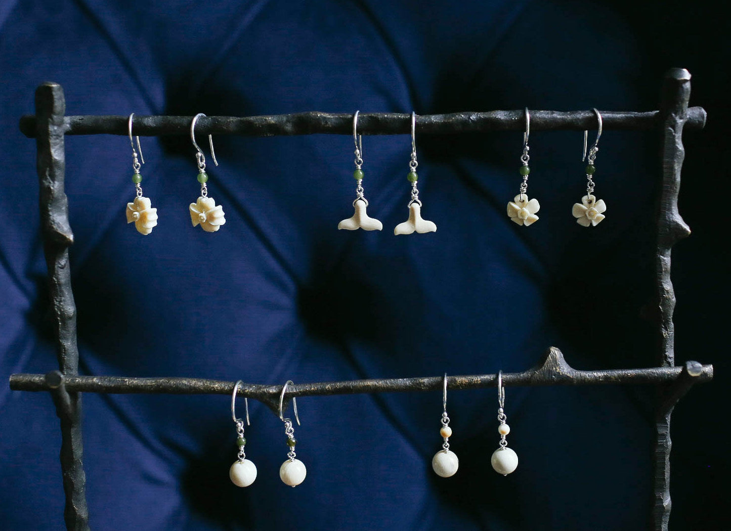 Wild Rose with Jade Earrings