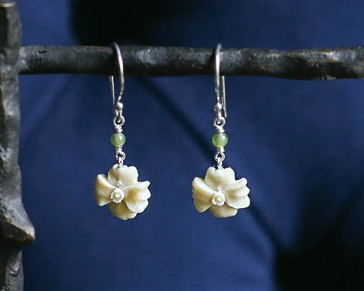 Wild Rose with Jade Earrings