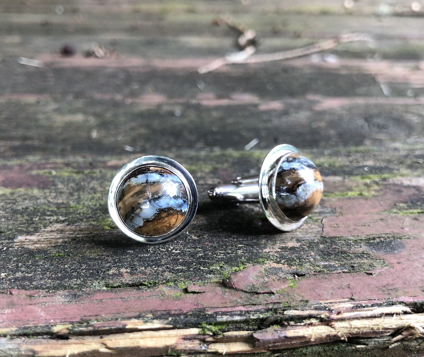 Blue Mammoth Tooth Double Domed Cufflinks