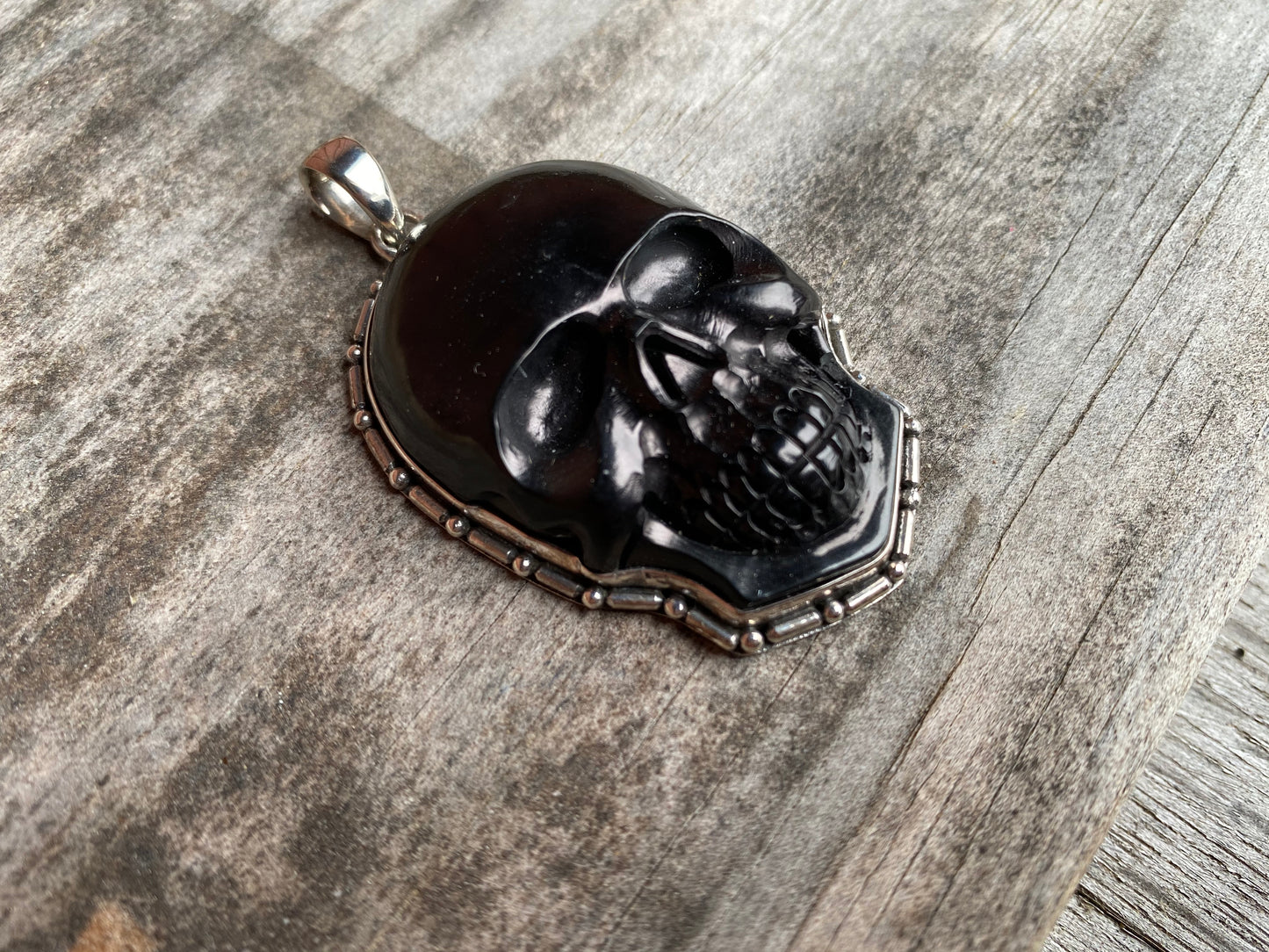 Extra Large Jet Skull Pendant