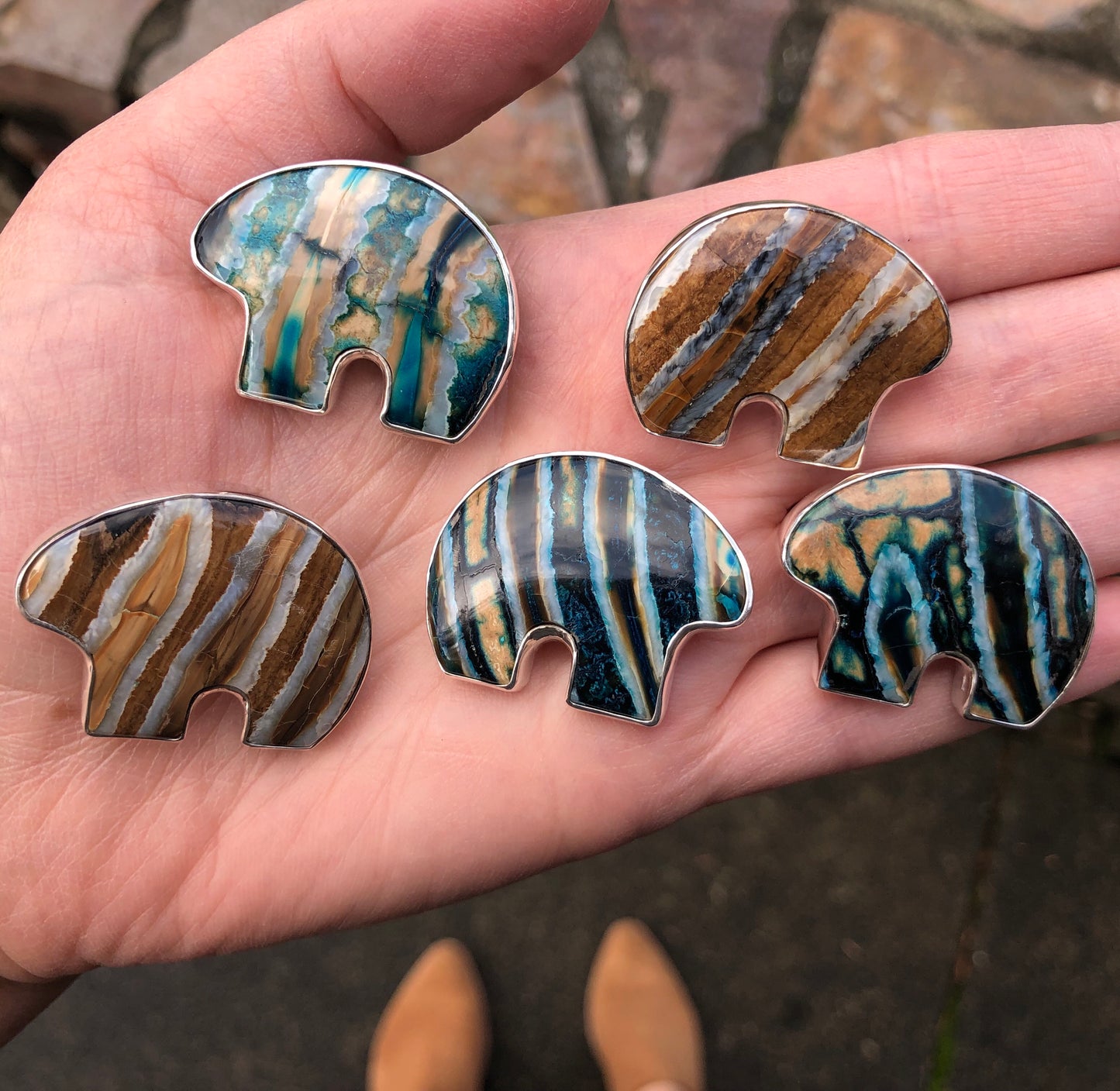 Mammoth Tooth Domed Bear Pin/ Pendant