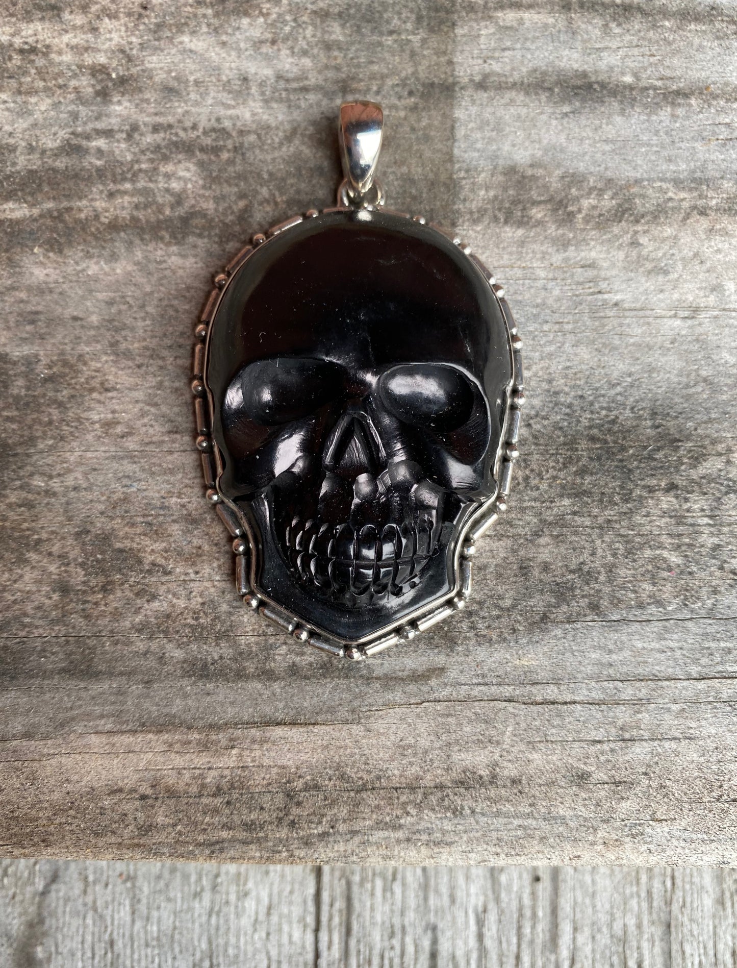 Extra Large Jet Skull Pendant