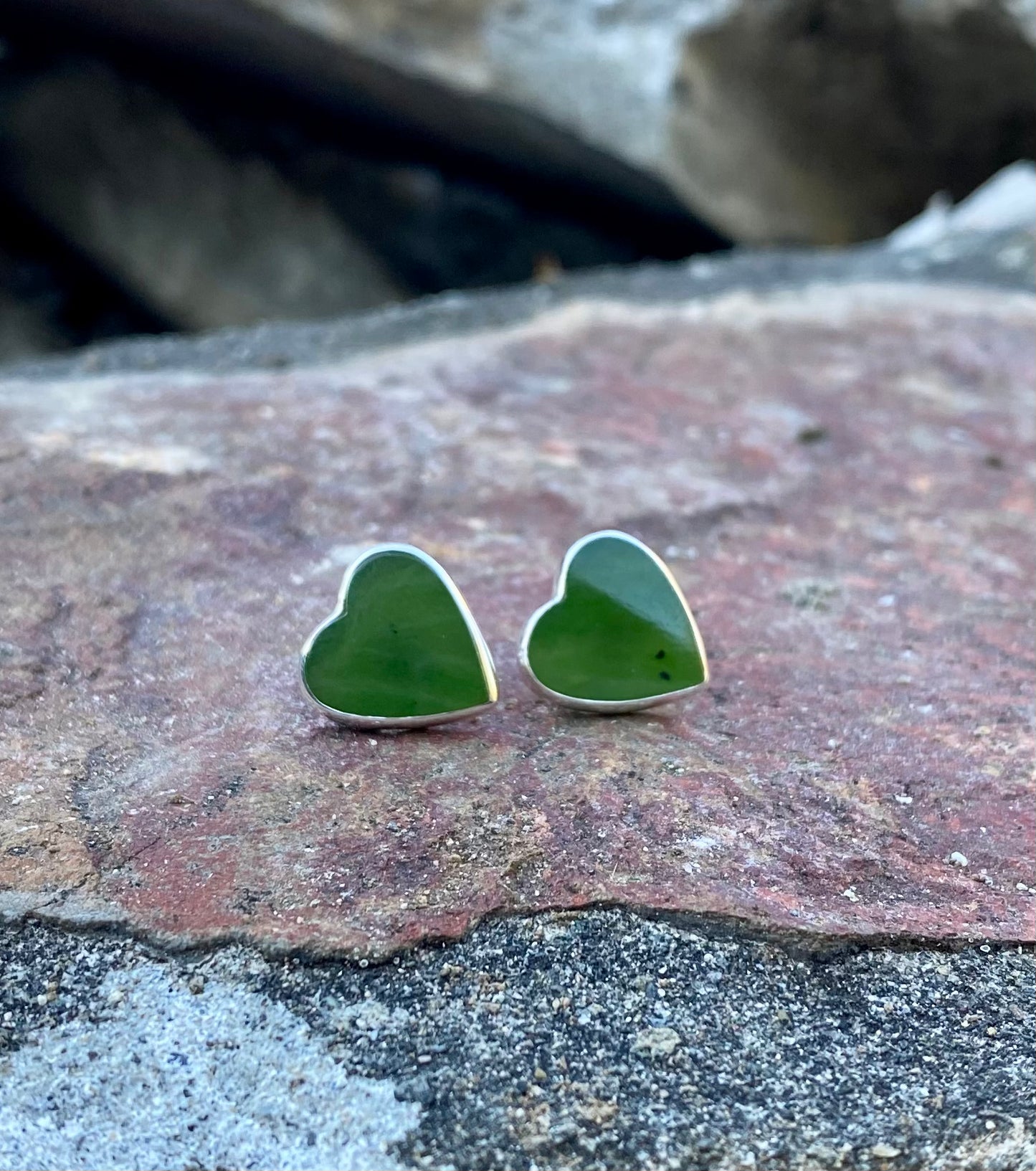 Jade Heart Earrings and Pendant