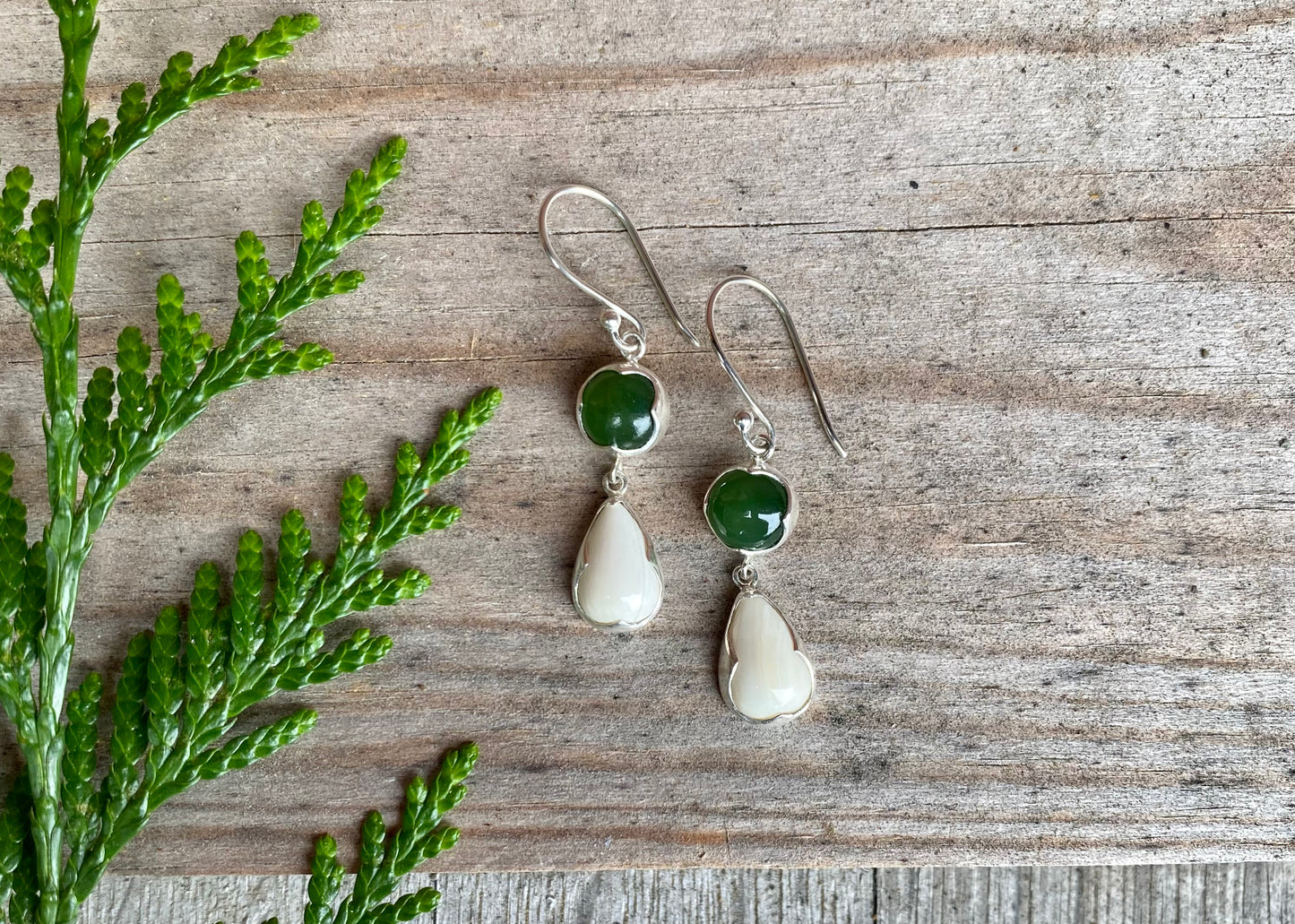 Essentials Jade + Mammoth Ivory Drop Earrings