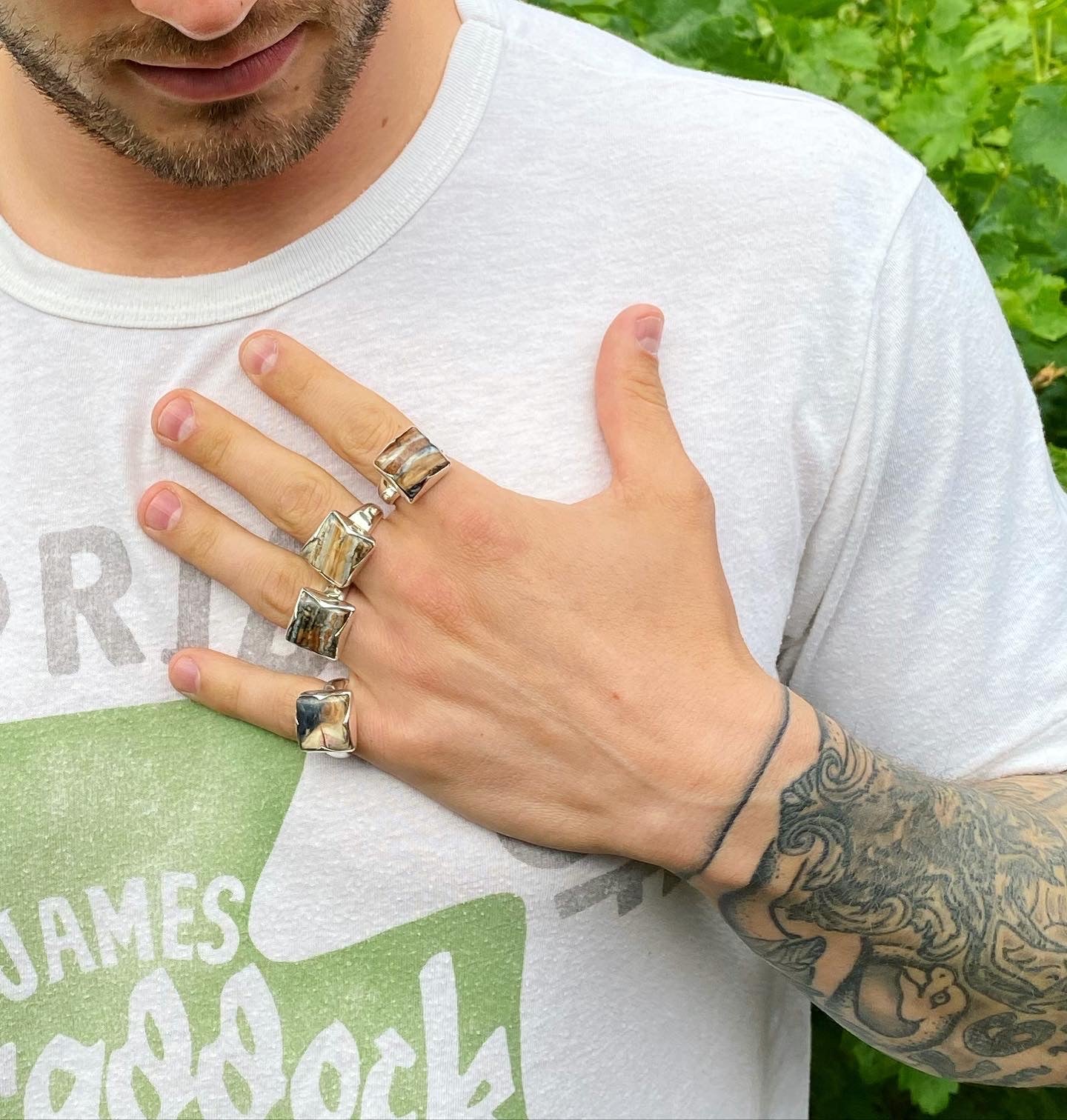 Square Mammoth Tooth Ring
