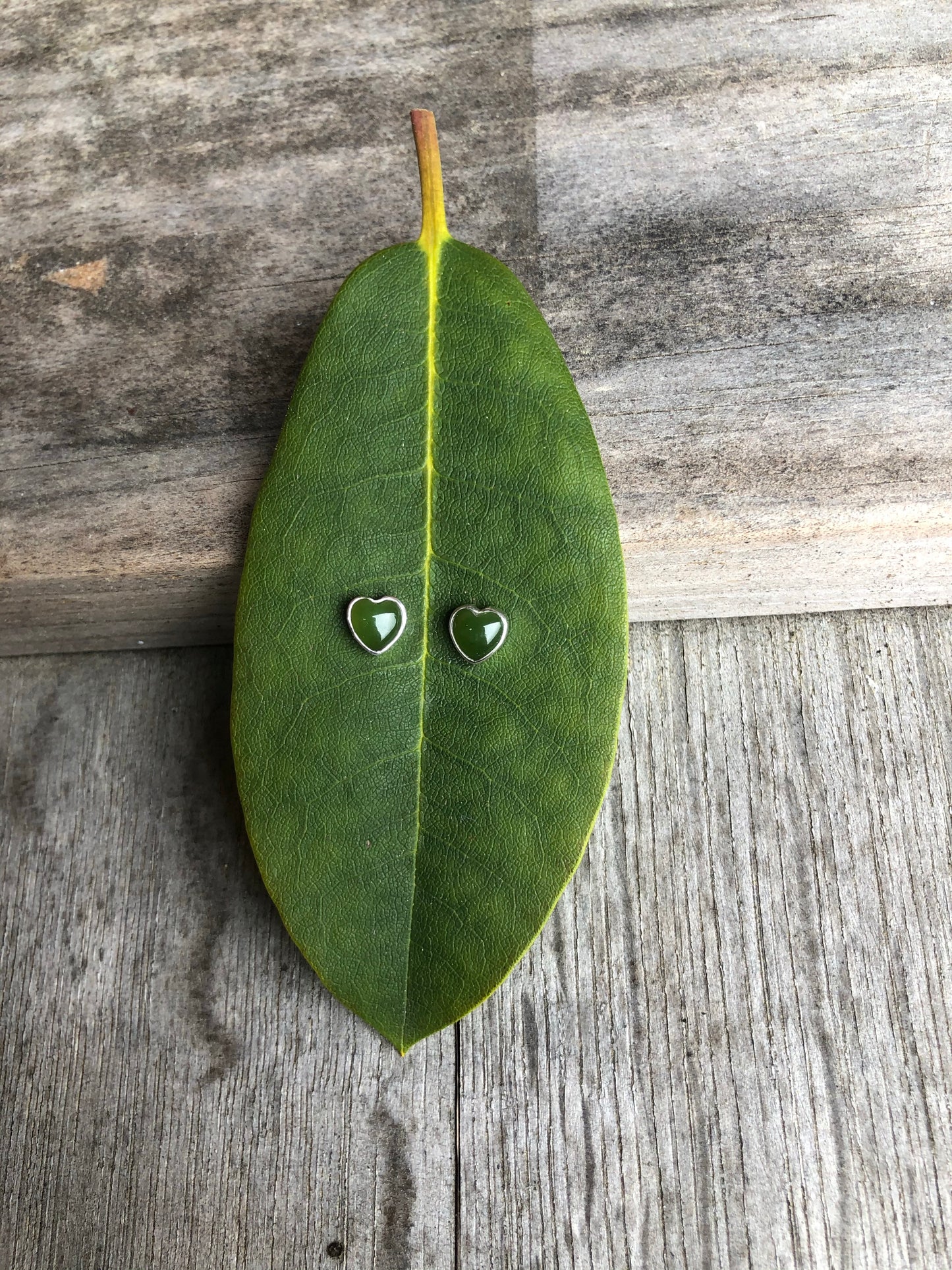 Tiny Jade Heart Earrings