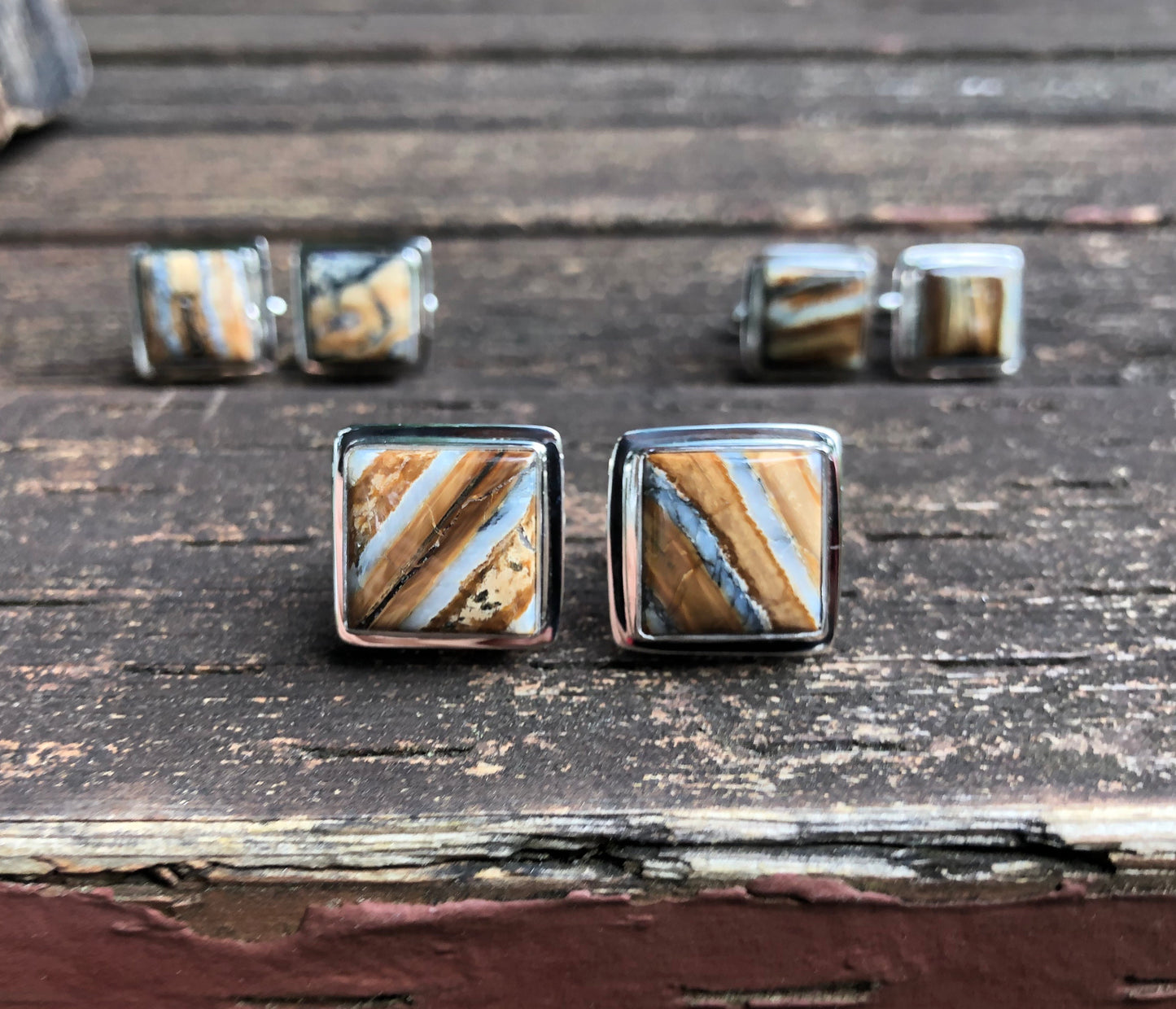 Square Domed Mammoth Tooth Cufflinks