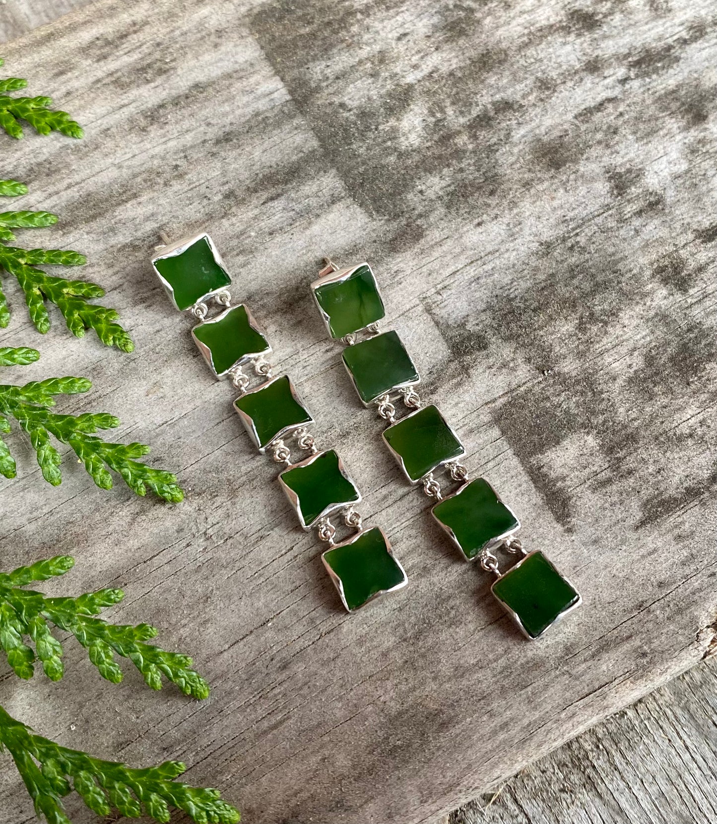 Jade Deco Squares Post Earrings